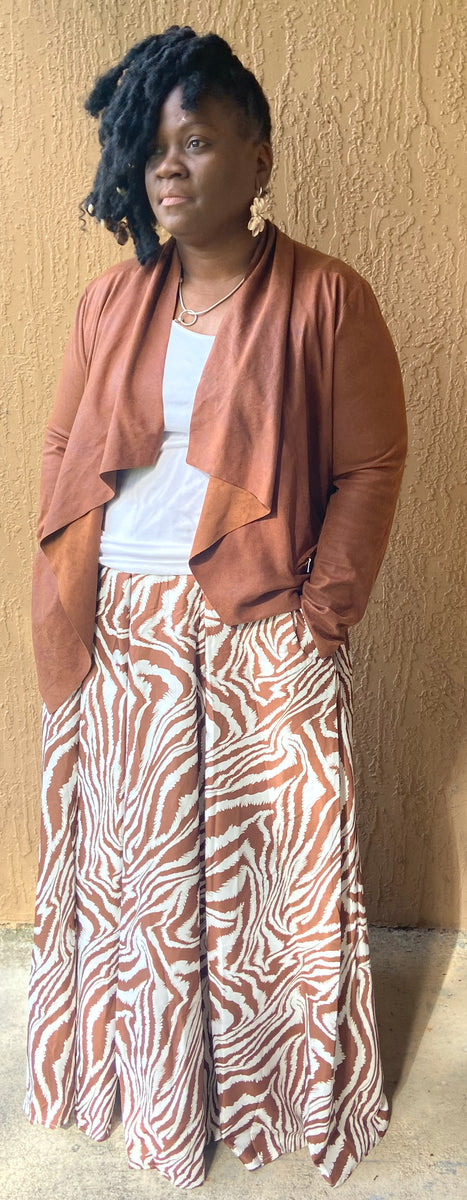 Zebra print outlet skirt brown