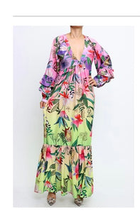 Floral Neon Maxi Dress Dress