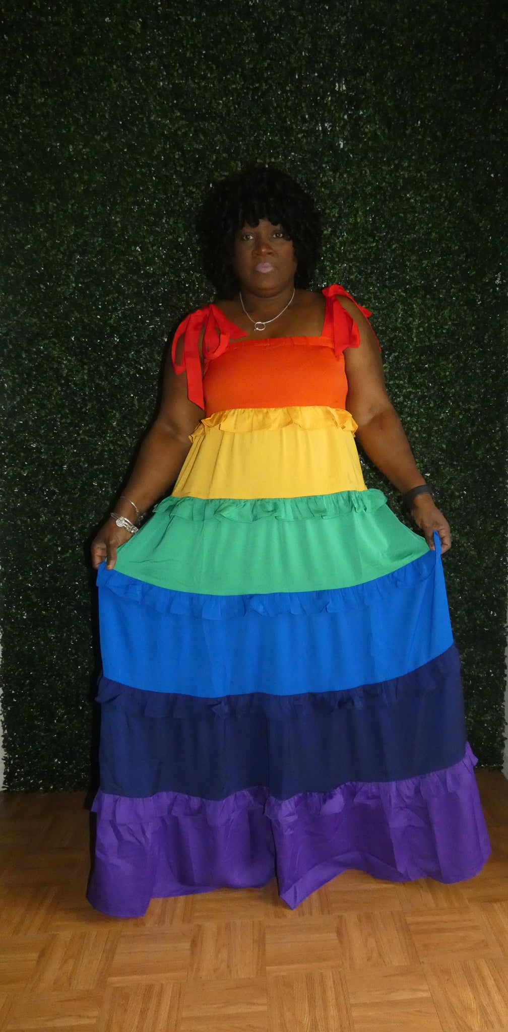plus size rainbow maxi dress Final Sale Plus Size Maxi Dress with Spaghetti Straps in Rainbow Ombre Chic And Curvy
